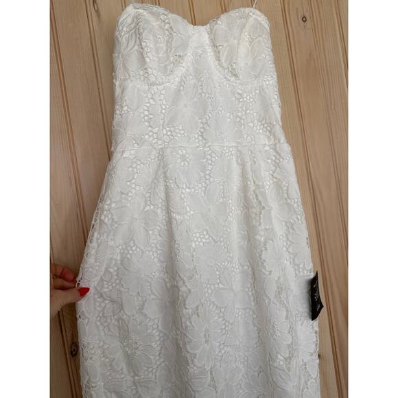 NWT Lulus Aramis White Embroidered Lace Strapless Bustier Midi Dress Tube Size M - Picture 4 of 10